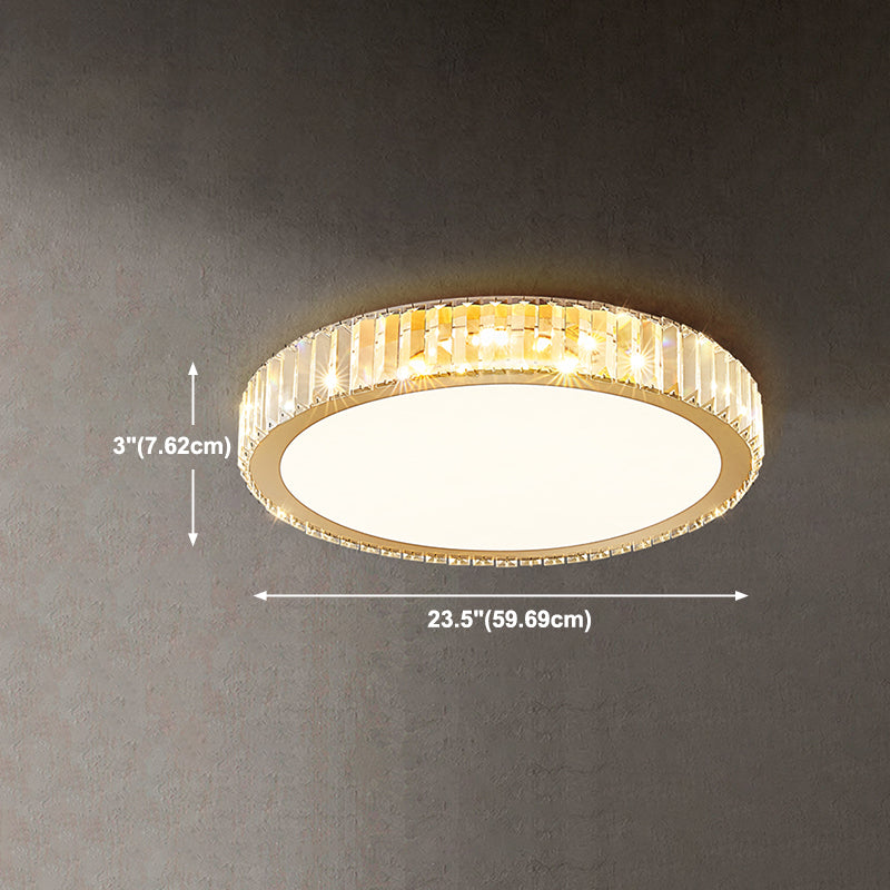 Plafonnier LED en cristal, luminaire de plafond minimaliste doré pour chambre à coucher