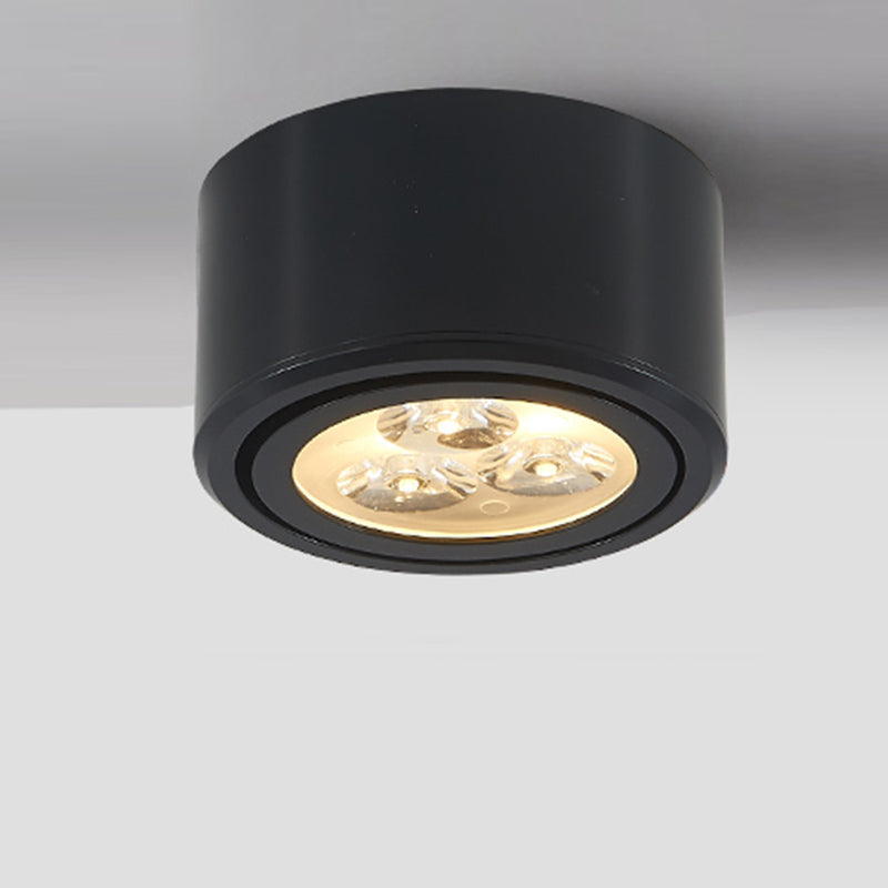 Aluminum Drum Down Light Simple Style Black Led Flush Ceiling Light for Hallway