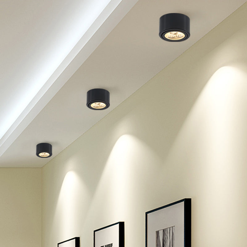 Aluminium Drum Down Light Simple Style Schwarz Led Flush Ceiling Light für Hallway