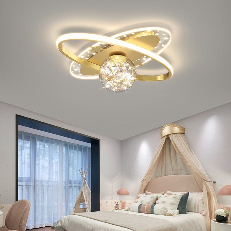 Oval Starry Glass Flush Lamp Nordic Stylish LED Flush Ceiling Light