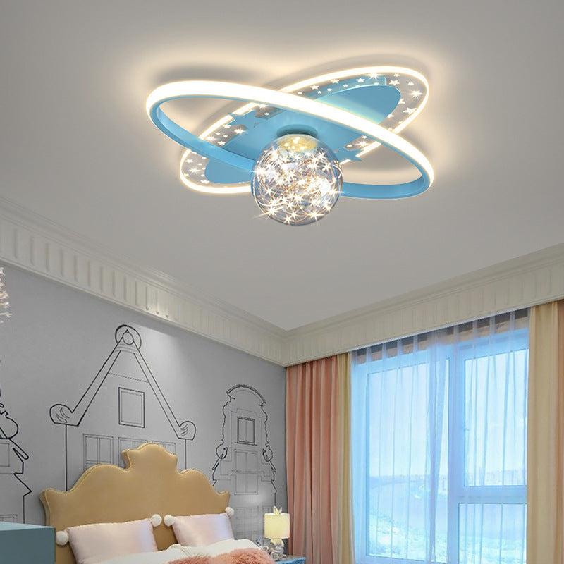 Oval Starry Glass Flush Lamp Nordic Stylish LED Flush Ceiling Light