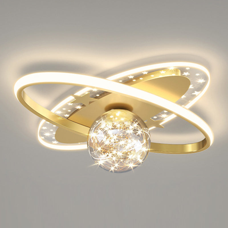 Oval Starry Glass Flush Lamp Nordic Stylish LED Flush Ceiling Light