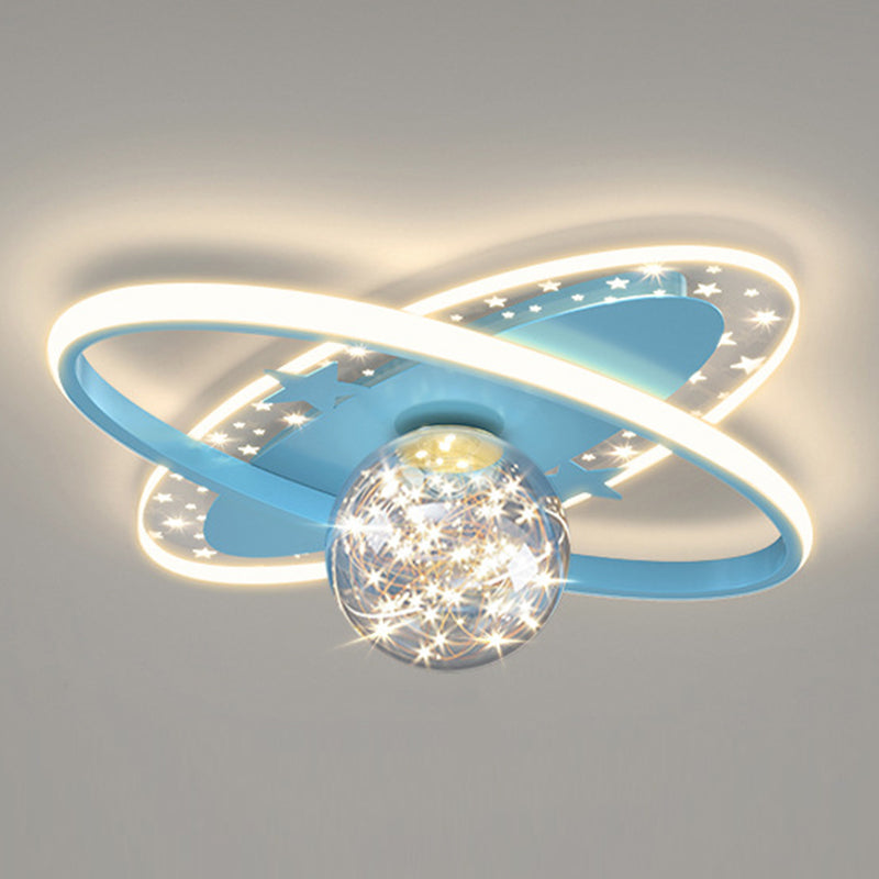 Oval Starry Glass Flush Lamp Nordic Stylish LED Flush Ceiling Light