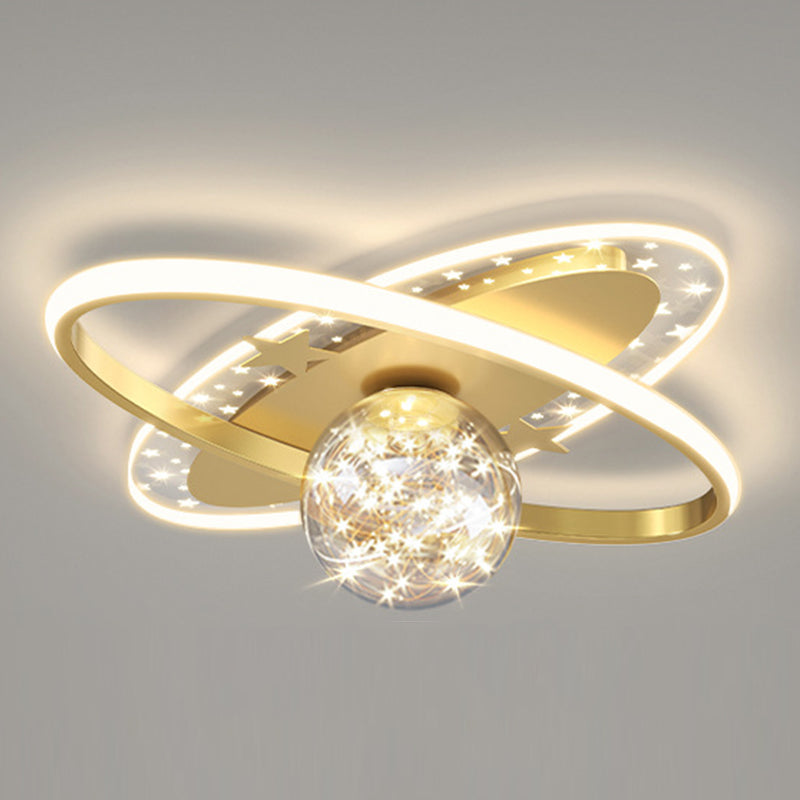 Oval Starry Glass Flush Lamp Nordic Stylish LED Flush Ceiling Light