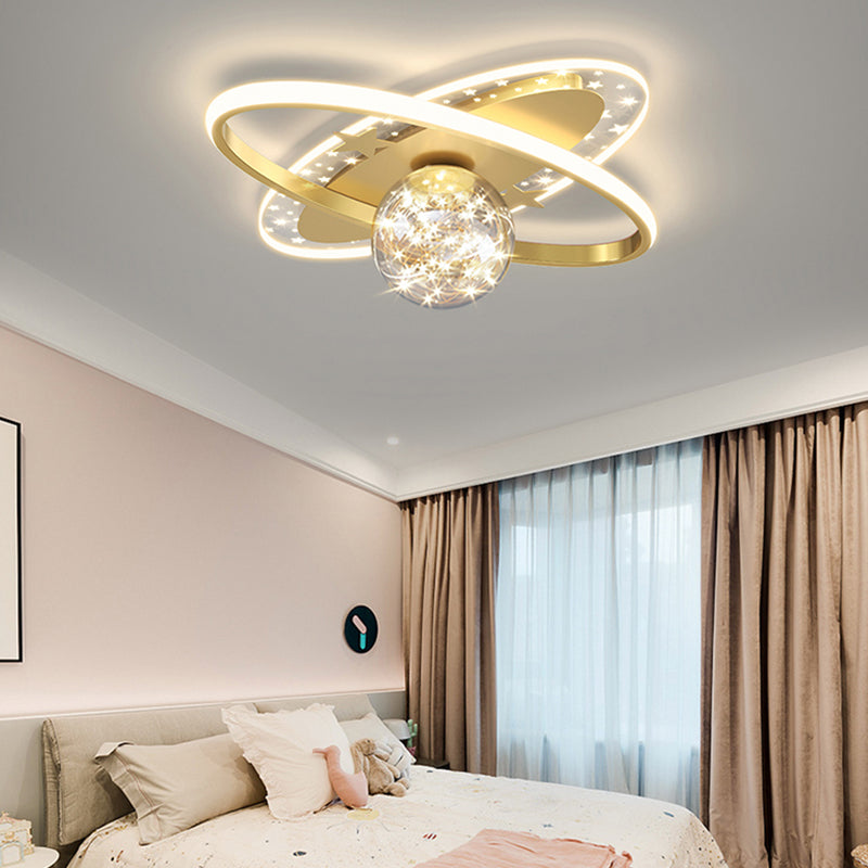 Oval Starry Glass Flush Lamp Nordic Stylish LED Flush Ceiling Light