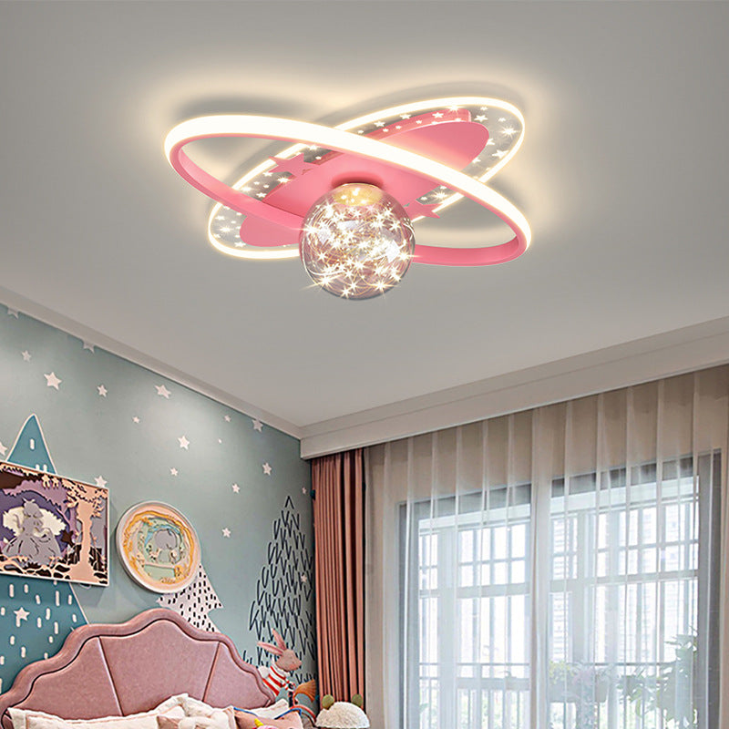 Oval Starry Glass Flush Lamp Nordic Stylish LED Flush Ceiling Light