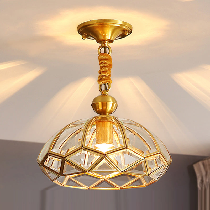 Colonial Style Geometry Ceiling Fixture Metal 1 Light Ceiling Lighting in Bronze