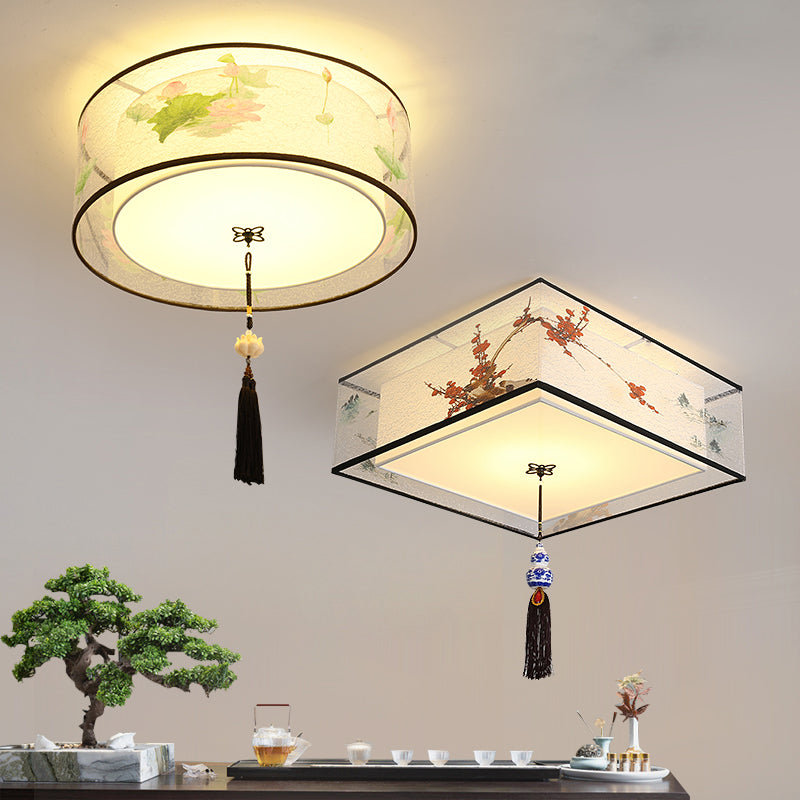 Contemporary Style Geometry Ceiling Fixtures Fabric Ceiling Mounted Lights