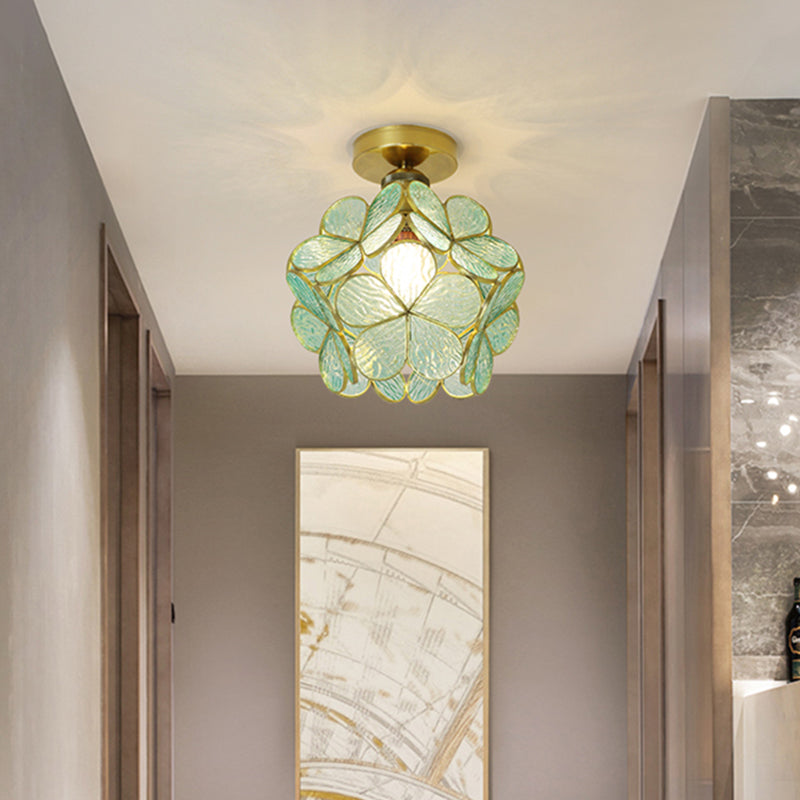 1 Light Ceiling Lamp Colonial Style Glass Ceiling Lighting for Dining Room