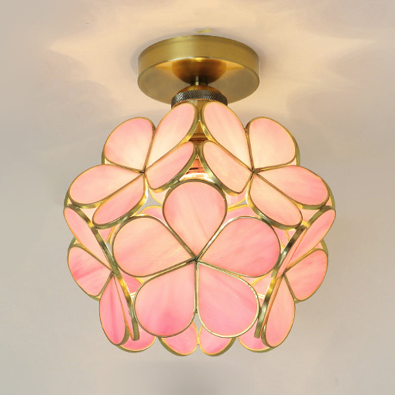 1 Light Ceiling Lamp Colonial Style Glass Ceiling Lighting for Dining Room