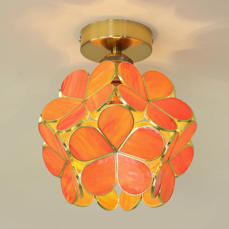 1 Light Ceiling Lamp Colonial Style Glass Ceiling Lighting for Dining Room