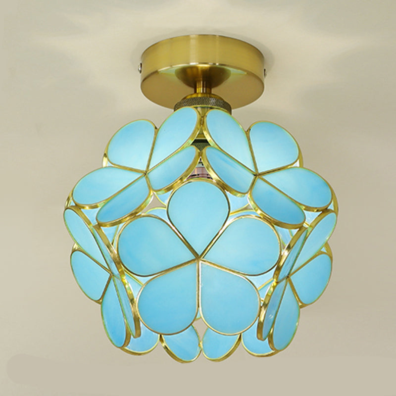 1 Light Ceiling Lamp Colonial Style Glass Ceiling Lighting for Dining Room