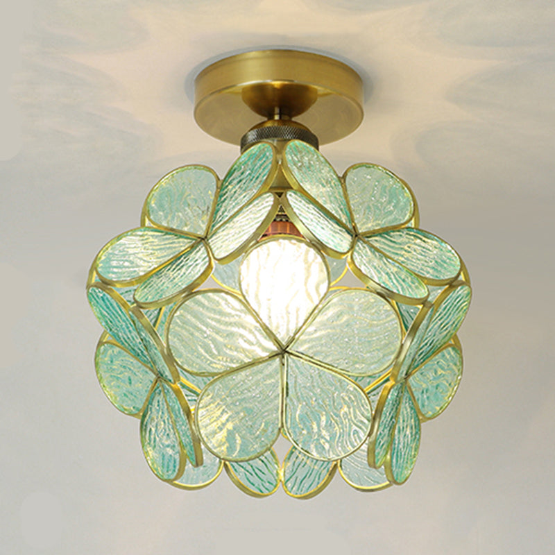 1 Light Ceiling Lamp Colonial Style Glass Ceiling Lighting for Dining Room