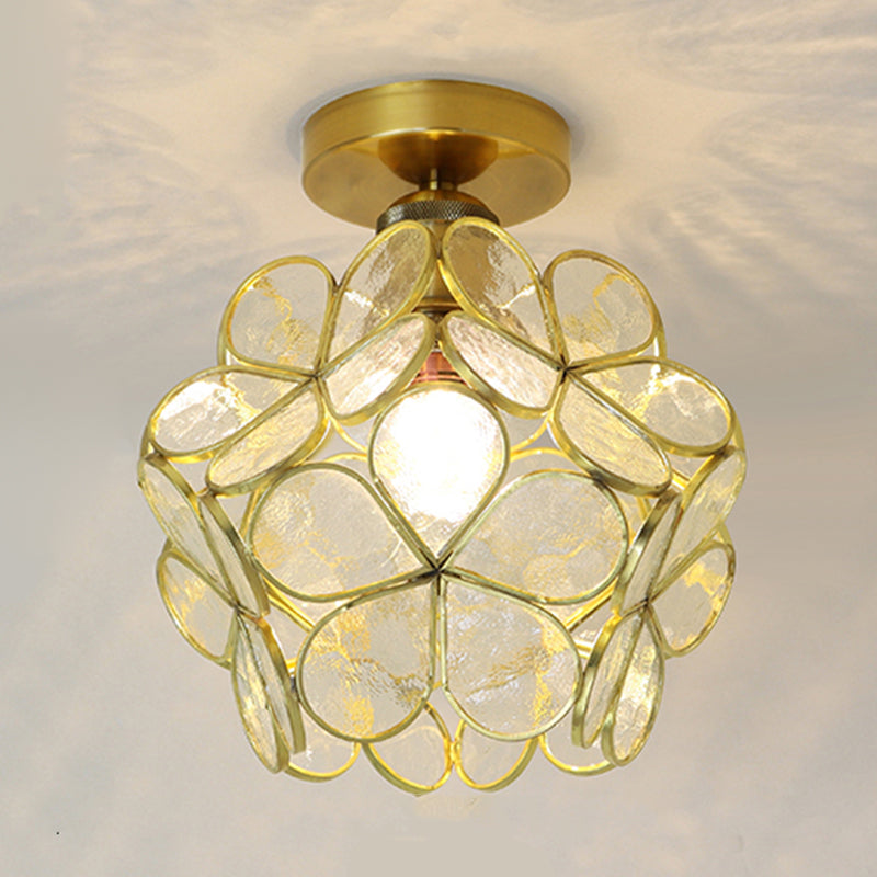 1 Light Ceiling Lamp Colonial Style Glass Ceiling Lighting for Dining Room