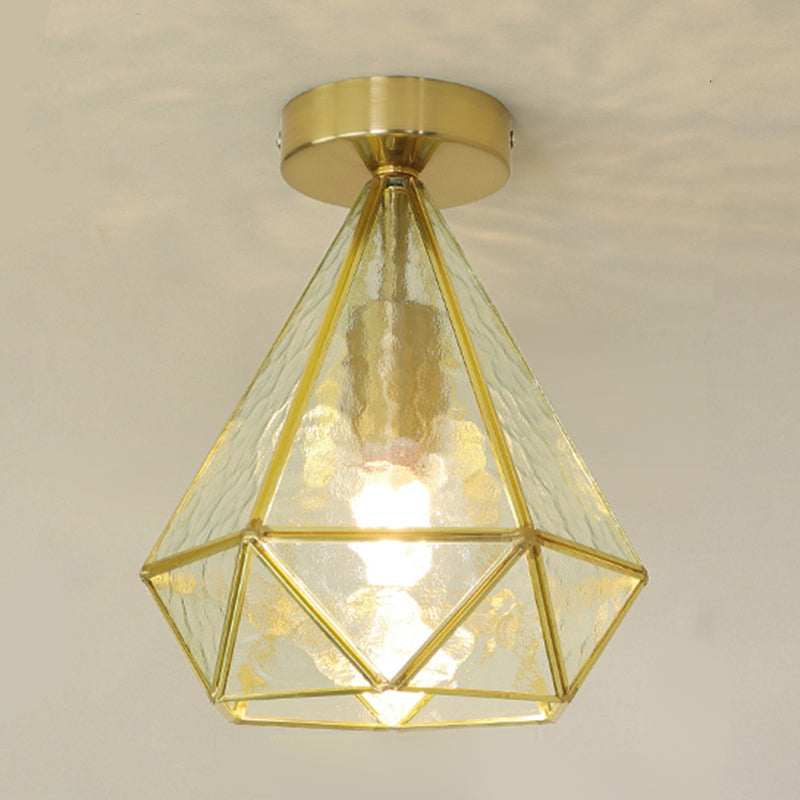 Plafonnier à 1 lumière de style colonial, éclairage de plafond en verre pour salle à manger