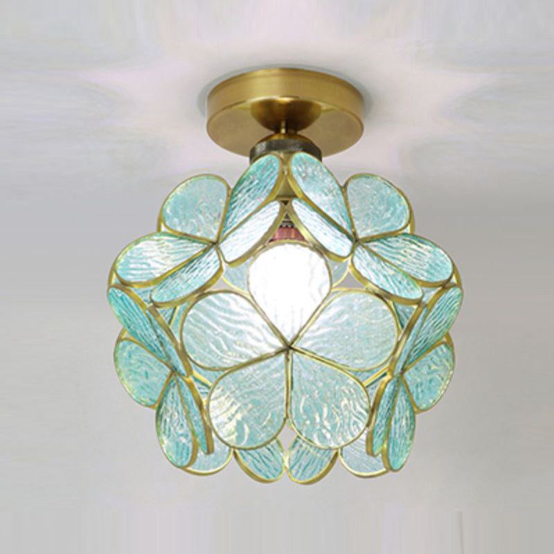 1 Light Ceiling Lamp Colonial Style Glass Ceiling Lighting for Dining Room