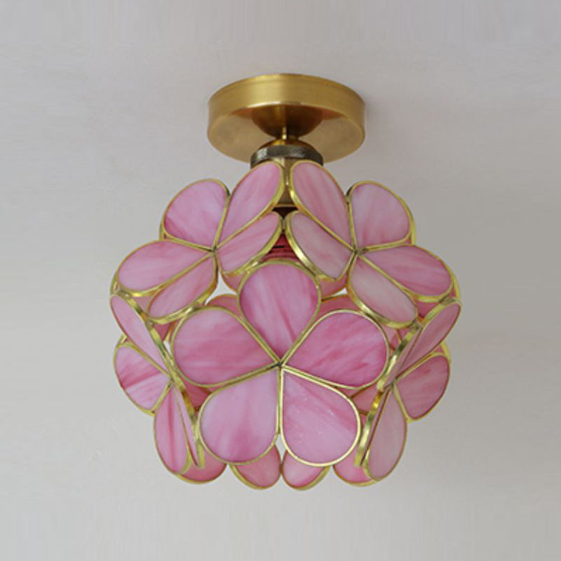 1 Light Ceiling Lamp Colonial Style Glass Ceiling Lighting for Dining Room