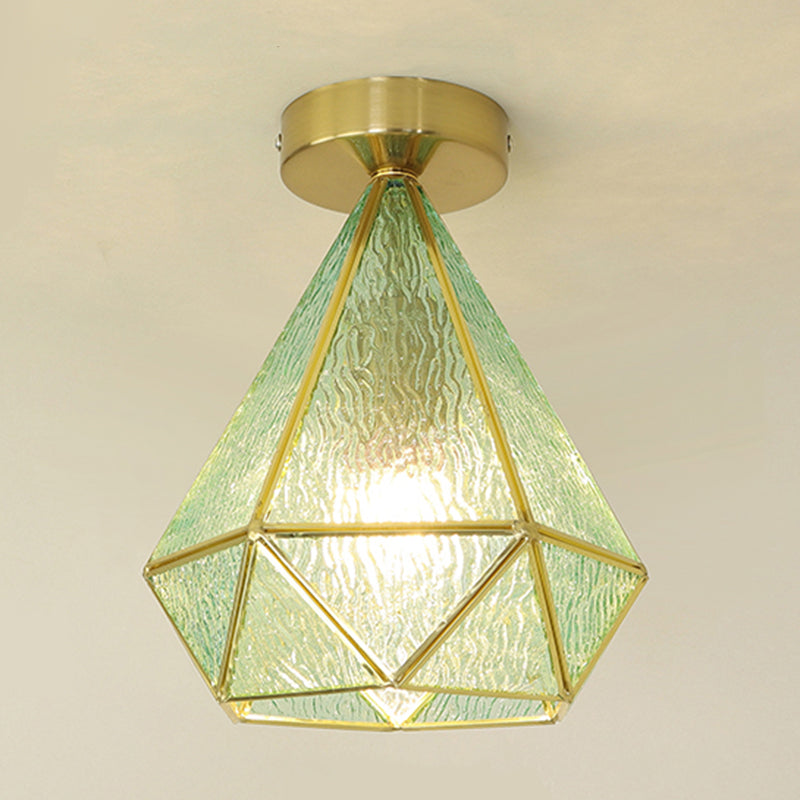 1 Light Ceiling Lamp Colonial Style Glass Ceiling Lighting for Dining Room