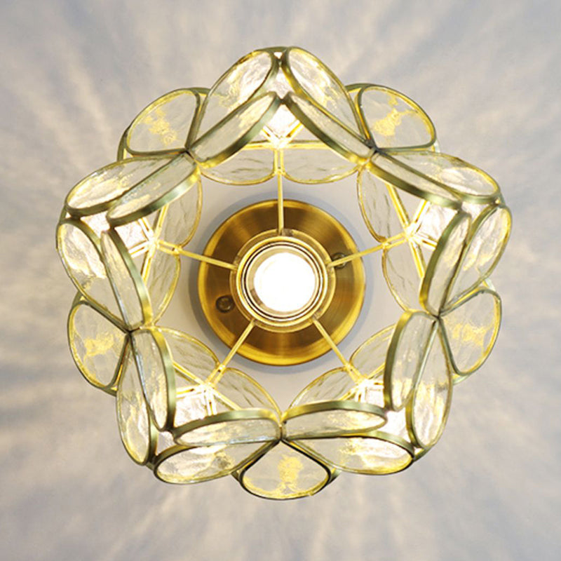 1 Light Ceiling Lamp Colonial Style Glass Ceiling Lighting for Dining Room