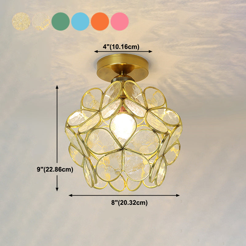 1 Light Ceiling Lamp Colonial Style Glass Ceiling Lighting for Dining Room