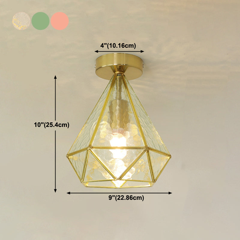 1 Light Ceiling Lamp Colonial Style Glass Ceiling Lighting for Dining Room