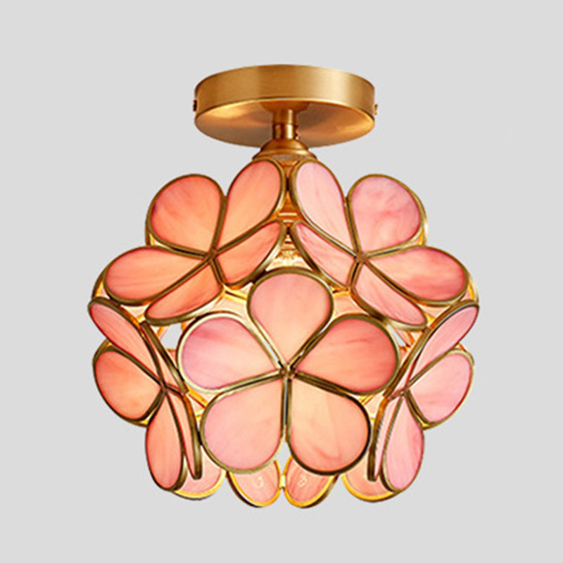 1 Lampe de plafond de lumière Style colonial Éclairage en verre Éclairage pour salle de séjour