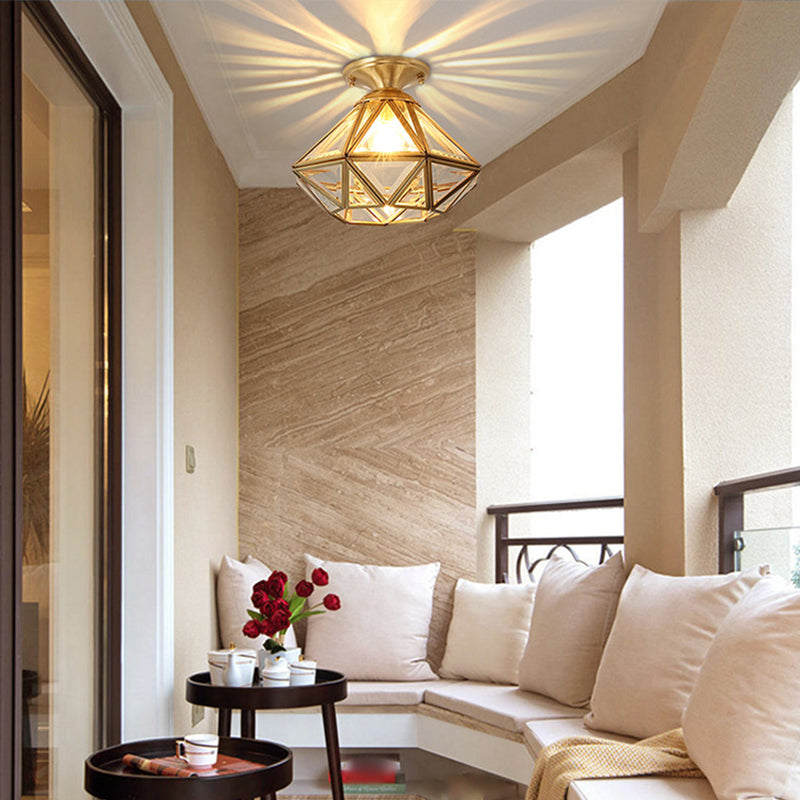 1 Light Ceiling Lamp Colonial Style Glass Ceiling Lighting for Living Room