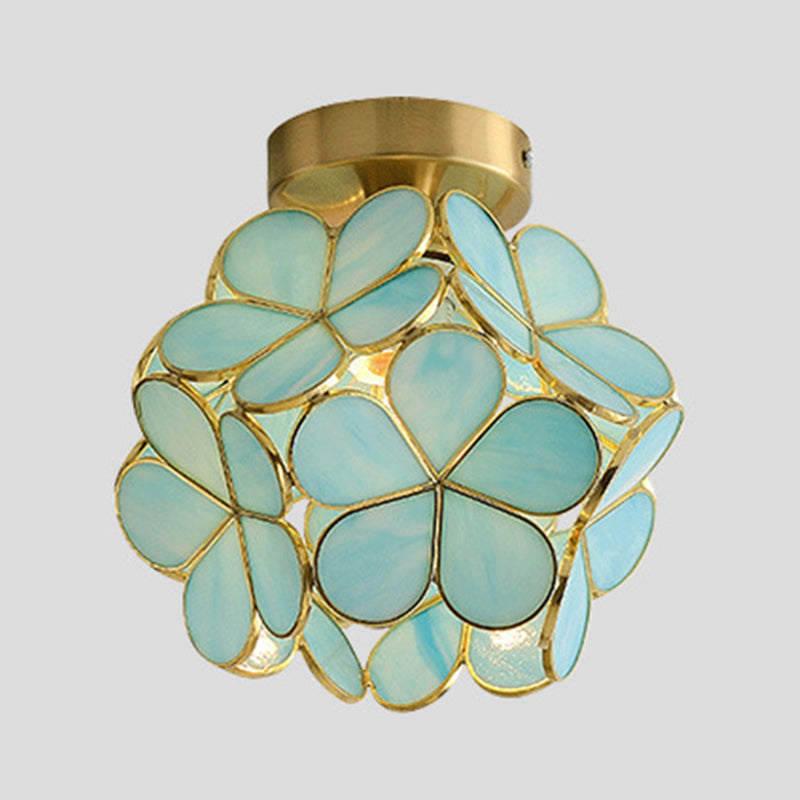 1 Lampe de plafond de lumière Style colonial Éclairage en verre Éclairage pour salle de séjour