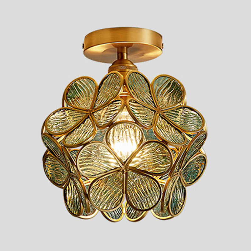 1 Lampe de plafond de lumière Style colonial Éclairage en verre Éclairage pour salle de séjour