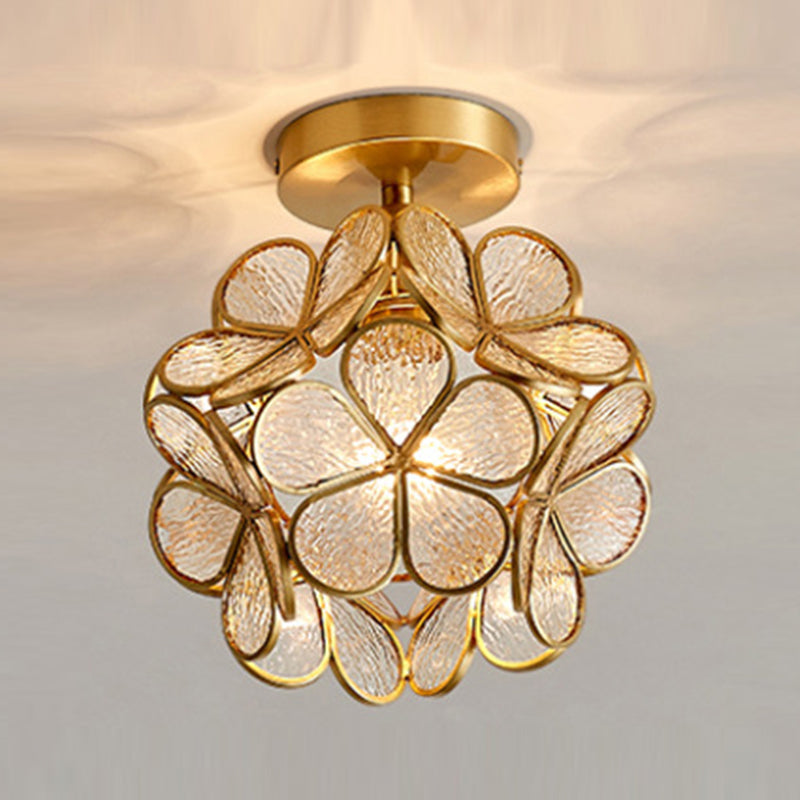 1 Lampe de plafond de lumière Style colonial Éclairage en verre Éclairage pour salle de séjour