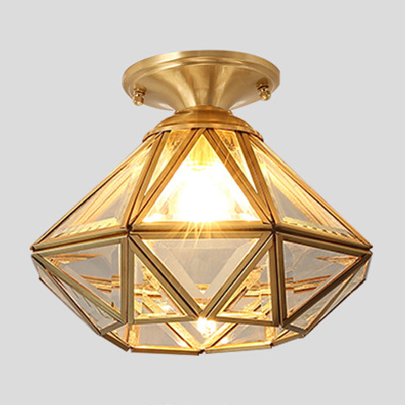 1 Light Ceiling Lamp Colonial Style Glass Ceiling Lighting for Living Room