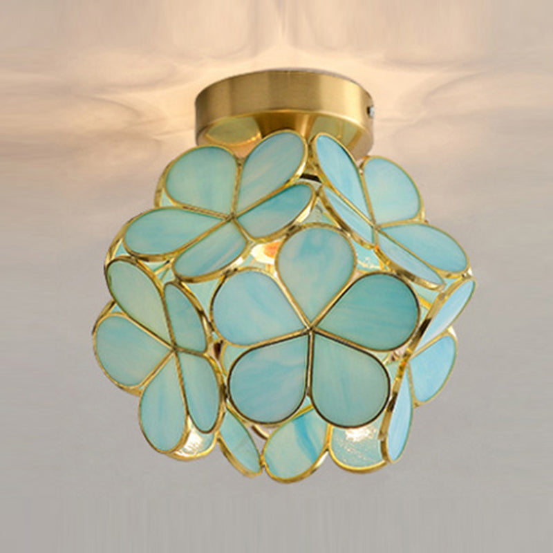 1 Light Ceiling Lamp Colonial Style Glass Ceiling Lighting for Living Room