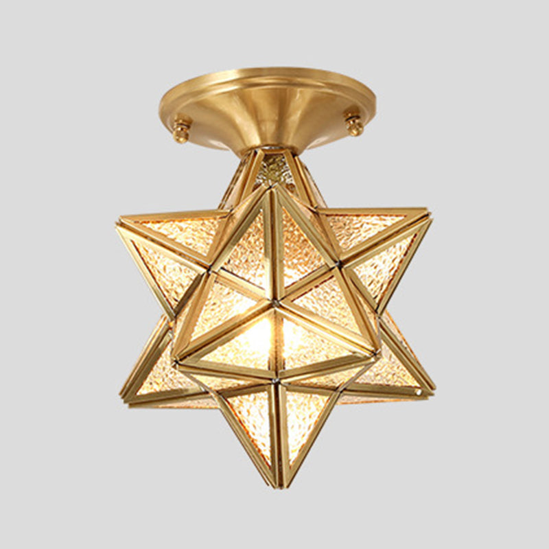 1 Lampe de plafond de lumière Style colonial Éclairage en verre Éclairage pour salle de séjour