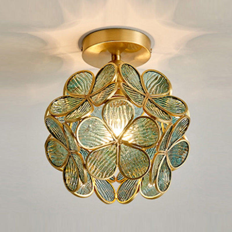 1 Lampe de plafond de lumière Style colonial Éclairage en verre Éclairage pour salle de séjour