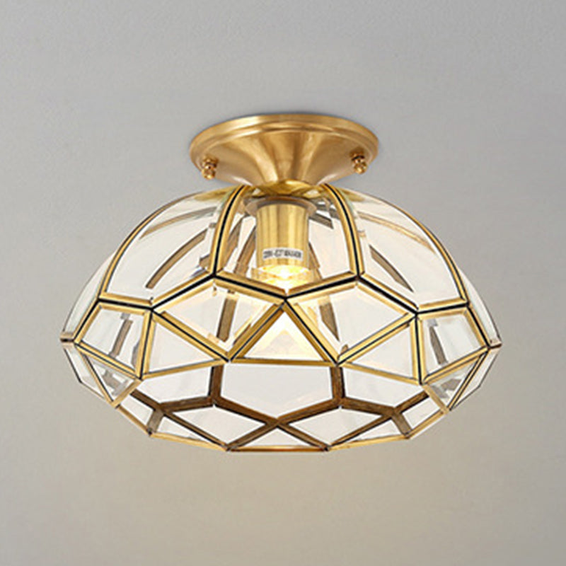 1 Lampe de plafond de lumière Style colonial Éclairage en verre Éclairage pour salle de séjour