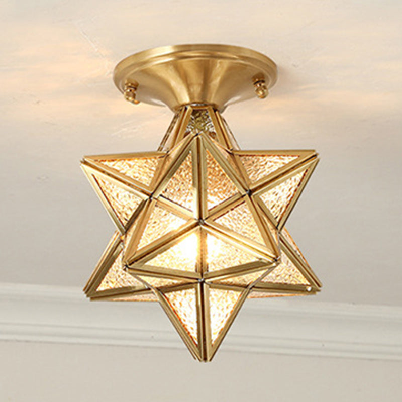 1 Lampe de plafond de lumière Style colonial Éclairage en verre Éclairage pour salle de séjour