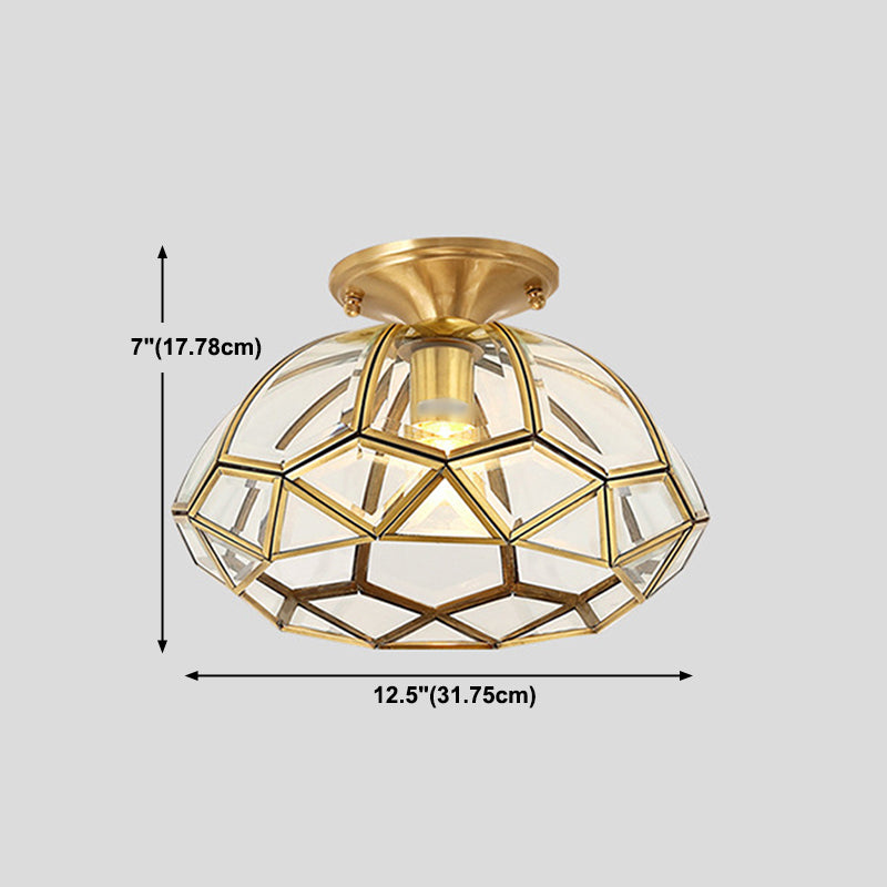 1 Lampe de plafond de lumière Style colonial Éclairage en verre Éclairage pour salle de séjour