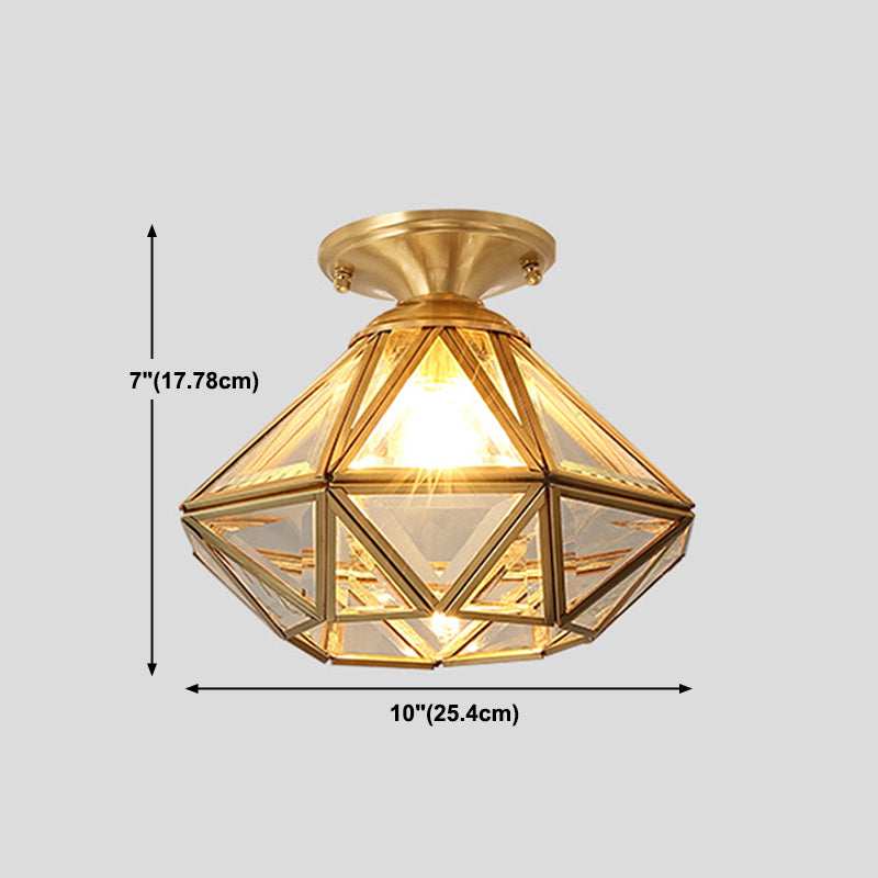 1 Light Ceiling Lamp Colonial Style Glass Ceiling Lighting for Living Room