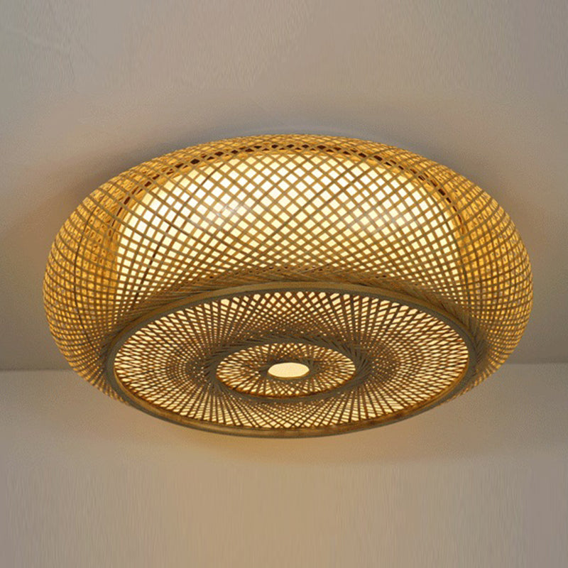 3 Light Geometry Ceiling Lamp Modern Style Bamboo Ceiling Lighting for Living Room