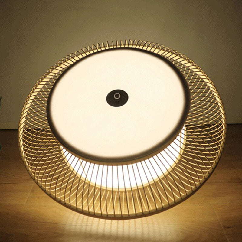 3 Light Geometry Ceiling Lamp Modern Style Bamboo Ceiling Lighting for Living Room