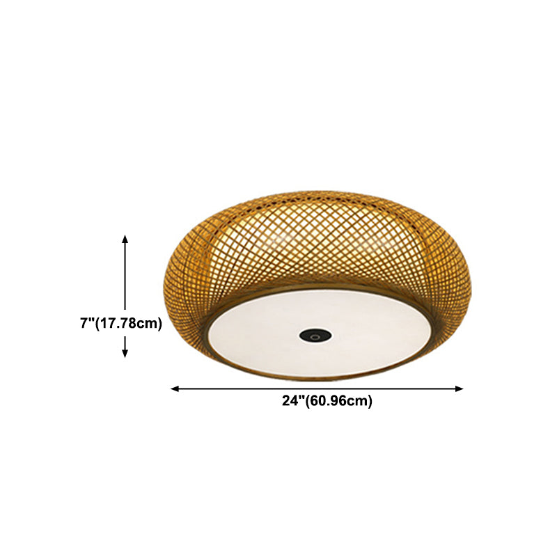 Lámpara de techo de geometría de 3 luces, iluminación de techo de bambú de estilo moderno para sala de estar