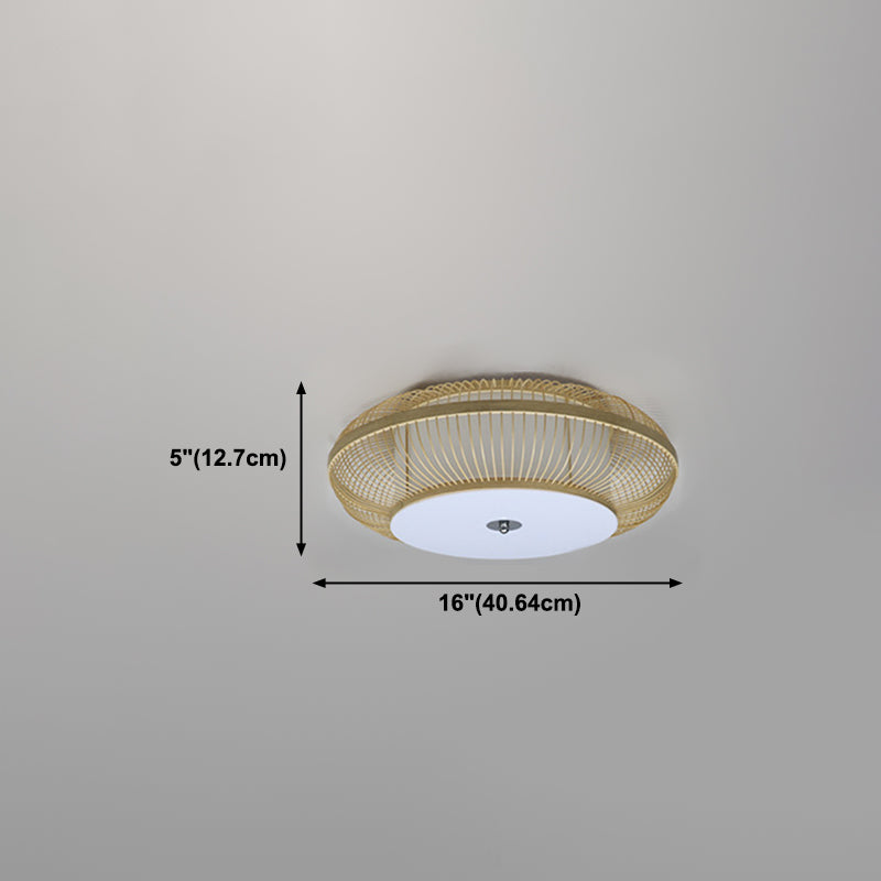 Lámpara de techo de geometría de 3 luces, iluminación de techo de bambú de estilo moderno para sala de estar