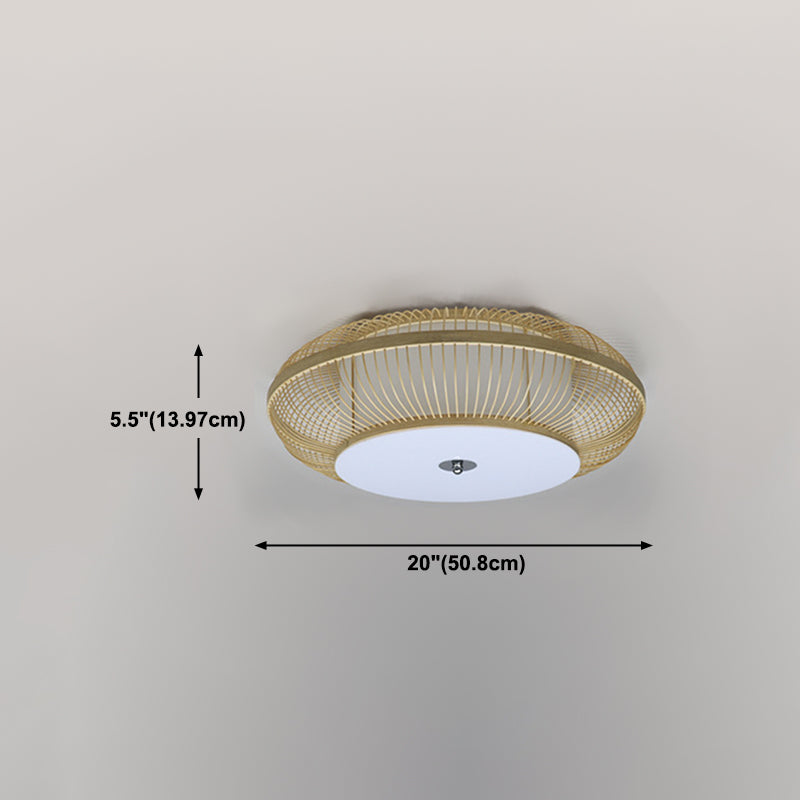 Lámpara de techo de geometría de 3 luces, iluminación de techo de bambú de estilo moderno para sala de estar