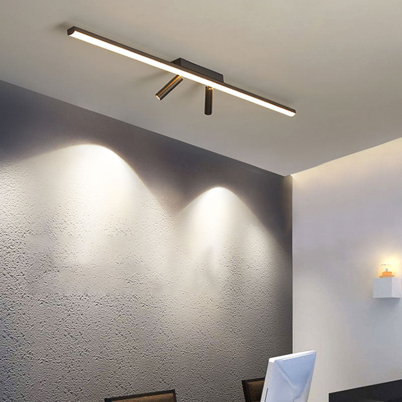 Modern Strip Plafond Licht Metaal Zwart 3 Licht Spoor Flush Mount Licht voor woonkamer