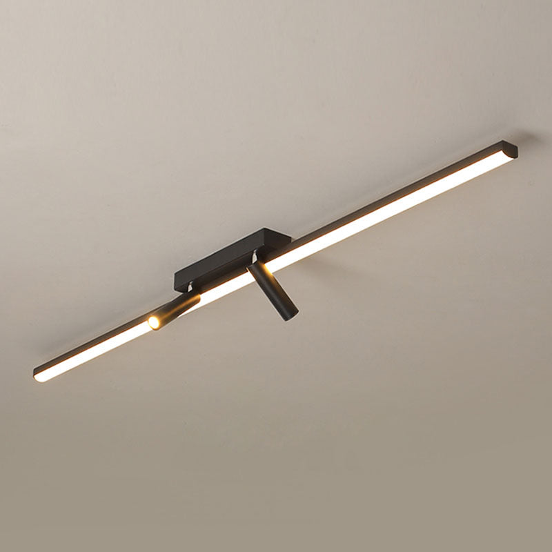 Modern Strip Plafond Licht Metaal Zwart 3 Licht Spoor Flush Mount Licht voor woonkamer