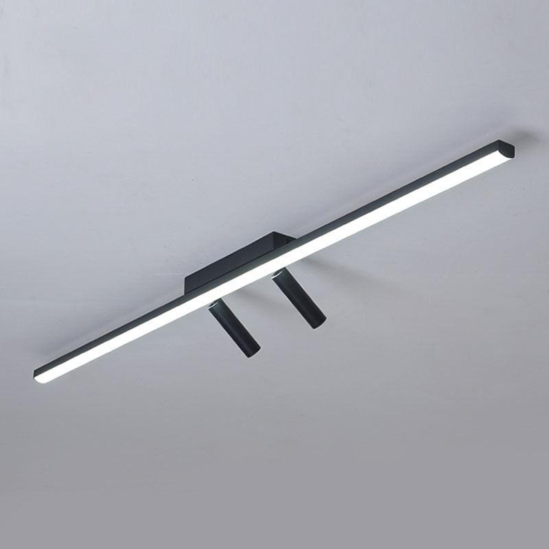 Modern Strip Ceiling Light Metal Black 3 Lights Track Flush Mount Light for Living Room