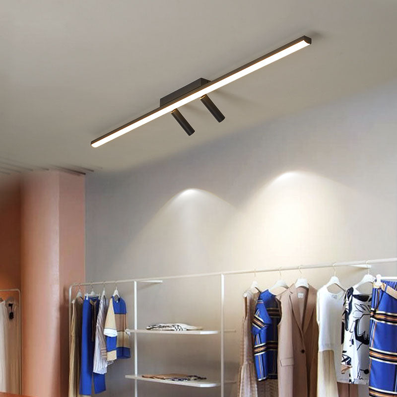 Modern Strip Plafond Licht Metaal Zwart 3 Licht Spoor Flush Mount Licht voor woonkamer