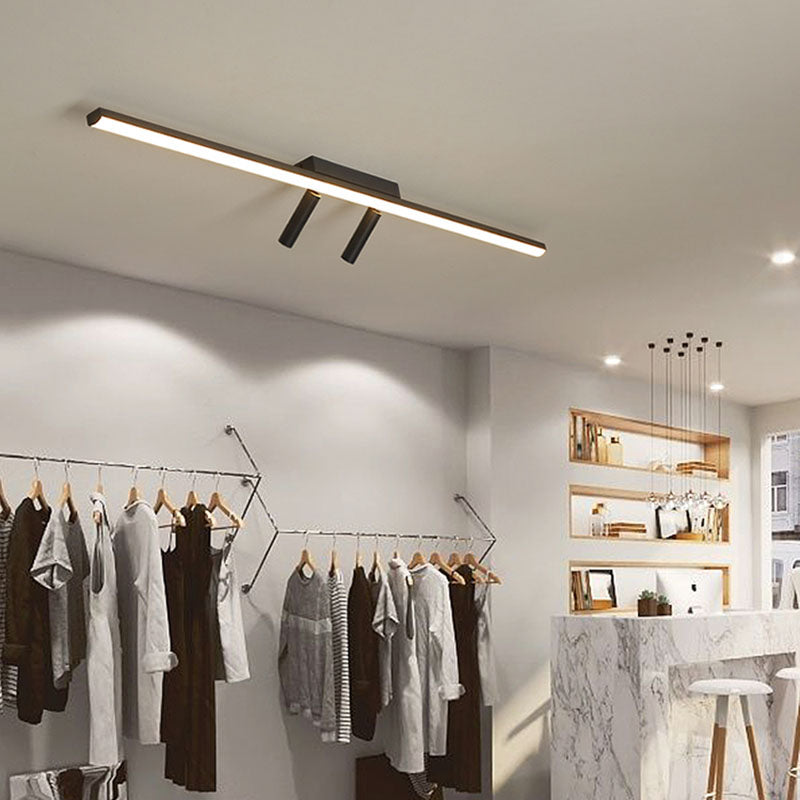 Modern Strip Plafond Licht Metaal Zwart 3 Licht Spoor Flush Mount Licht voor woonkamer