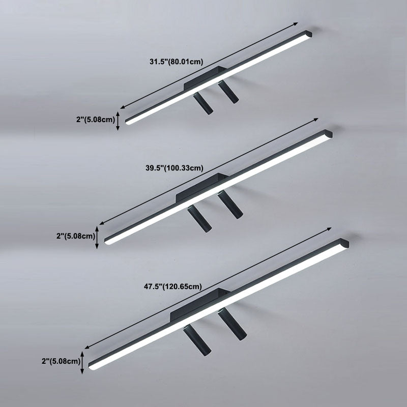 Lámpara de techo de tira moderna, luz de montaje empotrada en riel negro de 3 luces de metal para sala de estar