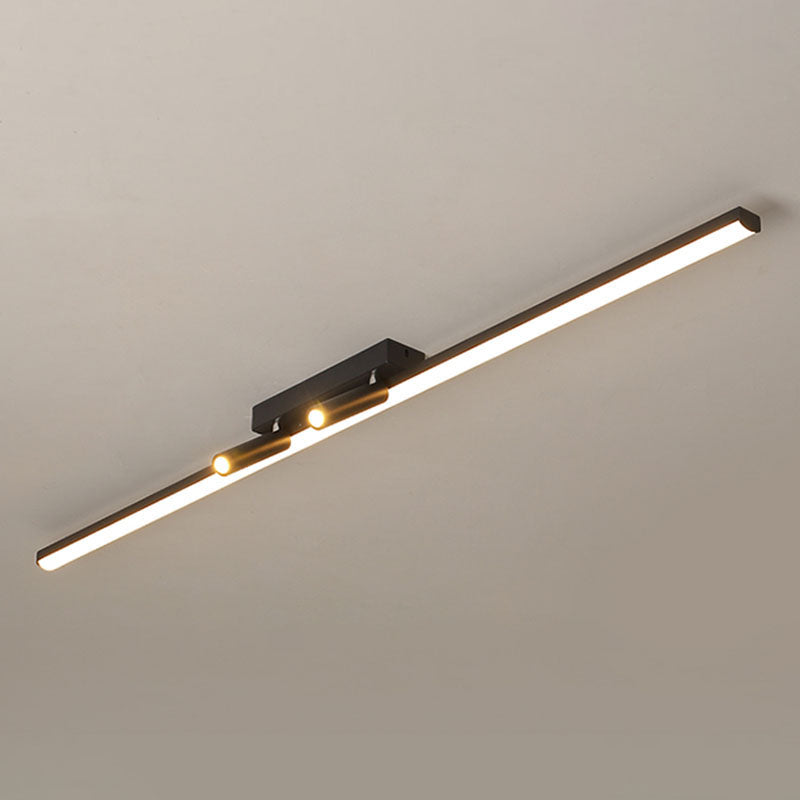 Modern Strip Ceiling Light Metal Black 3 Lights Track Flush Mount Light for Living Room